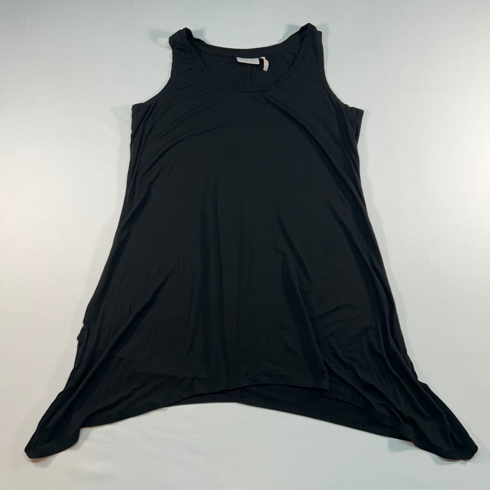 LOGO Lori Goldstein Womens Black Sleeveless Sharkbite Hem Tank Top XSP Petite